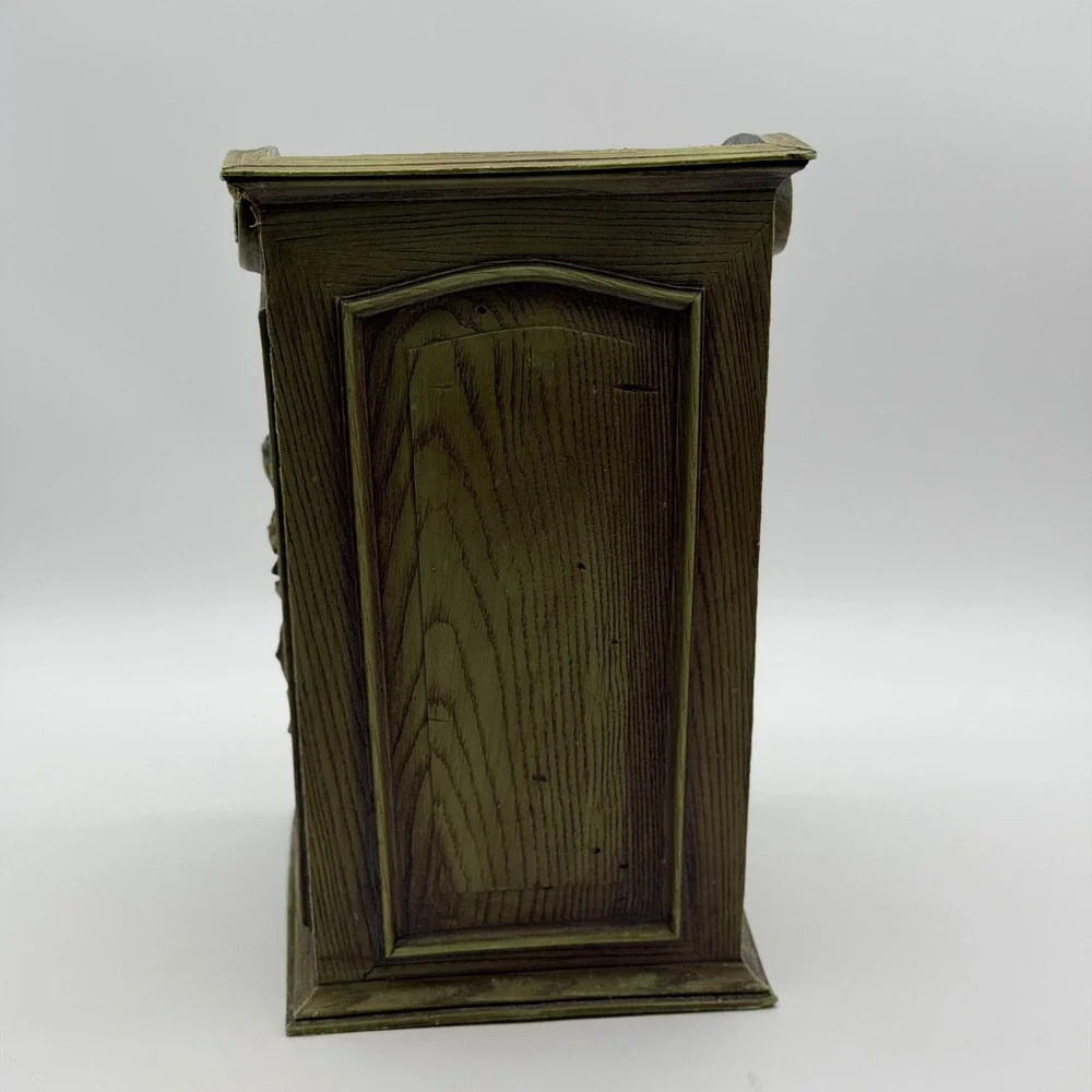 Vintage French Provincial Faux Wood Rose Floral Green MCM Trash Basket  Planter